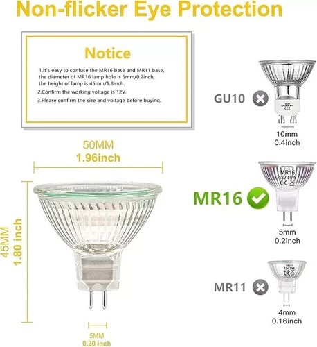 (2X) 20W MR16 GU5.3 Long Life 12V GE Bulbs Dimmable Warm White Spot Lights GE - Picture 2 of 3