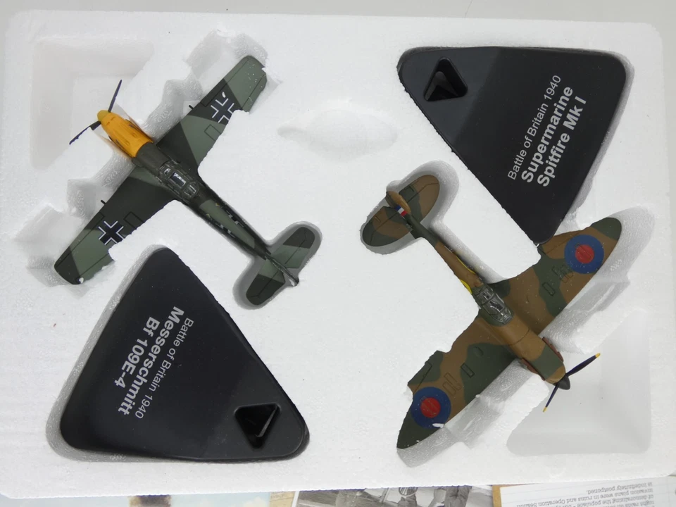 Batalla de Gran Bretaña 1940 Spitfire Mk I Messerschmitt Bf 109E 4 Diecast Model Set Foto 2 de 4