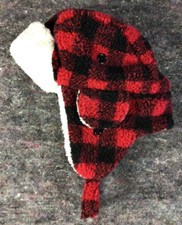 Boys Sherpa Red Black Plaid Trapper Eskimo Hat Large XL Large 8 Childrens Place