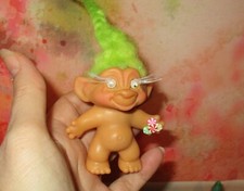 Dam Christmas Troll Doll Custom ooak 3 inch neon green hair google eyes