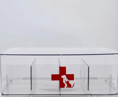 First Aid Dog/Cat Storage Bin Acrylic Medicine Kit Case Box Organizer FREESHIP