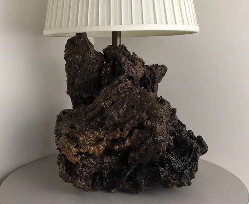 Massive Vintage Retro Burled Walnut Live edge Lamp Circa 1970s Nakashima Era - Picture 6 of 12