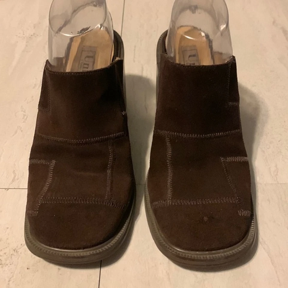 Zuecos de tacón sin cordones Kenneth Cole retazos marrón gamuza Y2K talla 9M sin listar Foto 2 de 4