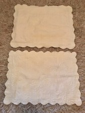Yellow Quilted Cotton Scalloped Edge Pillow Shams Farmhouse Country 2 30 x22