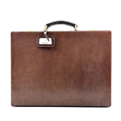 Vintage GUCCI Attache Case Briefcase Leather Brown Authentic