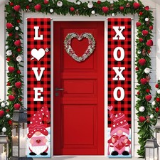 2 Pieces Valentine's Day Decorations Door Banners Valentine Front Porch Banner..