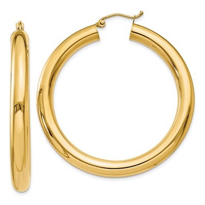 5mm, 14k Yellow Gold Classic Round Hoop Earrings, 45mm (1 3/4 Inch)