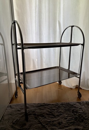 Dinett Servierwagen Teewagen Nußbaum 60er/70er Klappbar Rollbar Vintage Gerlinol - Bild 12 von 23