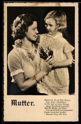 Postcard Child With Her Mother For Mothers Day 