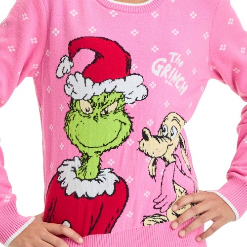 The Grinch Girls Pullover Ugly Christmas Sweater 91698024 Pink S - Picture 6 of 8