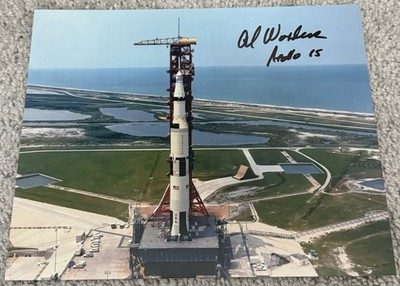 Al Worden hand signed Apollo 15 Saturn V NASA 8x10 Photo