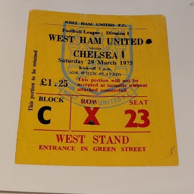 TICKET STUB - WEST HAM UNITED V CHELSEA - DIVISION ONE - MÄRZ 1975