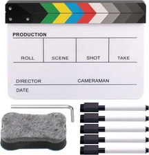 Movie Film Clap Board, Acrylic 10"x12" Acrylic Dry Erase Director Clapboard, ...