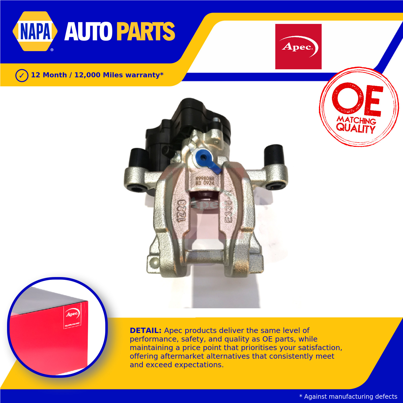 Brake Caliper fits VW GOLF Mk7 1.4 Rear Right 12 to 18 3Q0615424F 5Q0615424 Apec