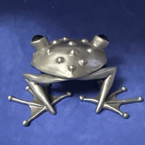 Stepper Sculptures - Large Smiling Frog ~ Pewter with Black Enameled Eyes ((RARE - Picture 5 of 9