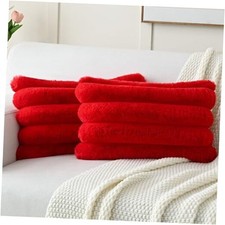 Decorative Throw Pillow Covers 12x20 Inch Set of 2, 20" x 12" Pack of 2 Red