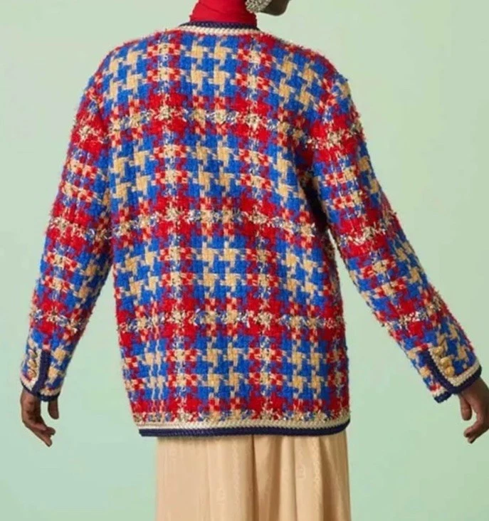 Giacca Gucci Lame Check in tweed di lana taglia IT 46