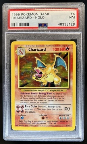 1999 Pokemon Unlimited Charizard Rare Holo #4/102 PSA 7