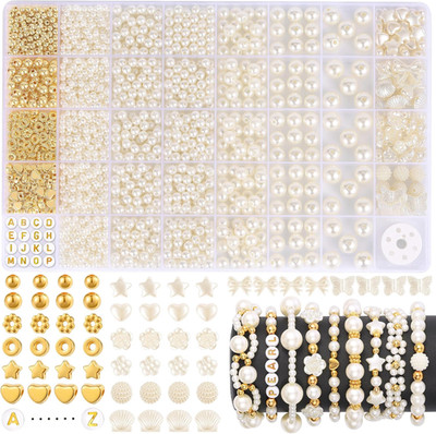 1860 Cuentas de Perlas Para Pulseras Joyeria Kit Dijes Letras Estrellas Corazon