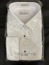 Neil Allyn 18 32/33 Regular White Solid Tuxedo Shirt French Cuff