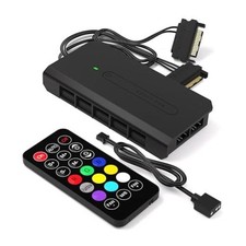 10 Ports RGB Fan Hub-I for PC Case Fans,Support 6-pin RGB Fans,with 2X 5V