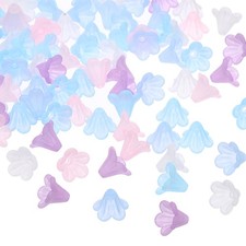 100 Pcs Acrylic Frosted Flower Beads Trumpet Flower Beads, Multicolored