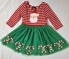 Lilt Santa Christmas Tutu Dress Sz 3T Toddler Candy Canes Girls Holiday Twirl