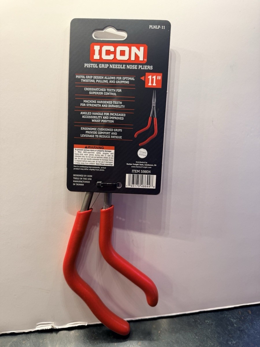 NEW ICON 11” in. Long Reach Pistol Grip Needle Nose Pliers PLNLP
