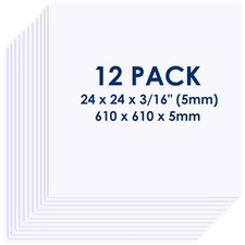 Foam Board 24 x 24 x 3/16" 5mm - 12 Pack - White Poster Board, Acid Free, D...