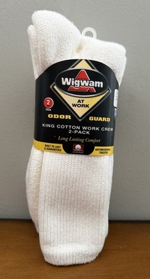 VTG Wigwam King Cotton Work Crew Socks Mens XL 12-15 Cushion Foot USA 2 Pack NEW