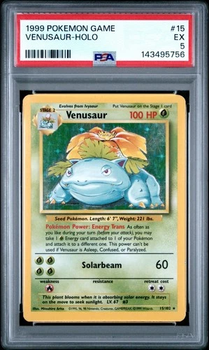 1999 POKEMON BASE SET UNLIMITED #15 VENUSAUR-HOLO PSA 5
