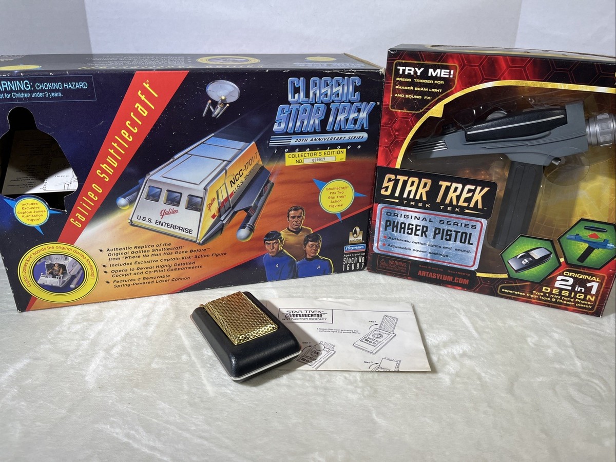 Star Trek Phaser Pistol Galileo Shuttercraft & Communicator Lot W