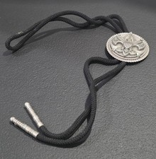 Vintage Boy Scouts of America BSA Silver Tone Bolo Tie Fleur-De-Lis Eagle Emblem