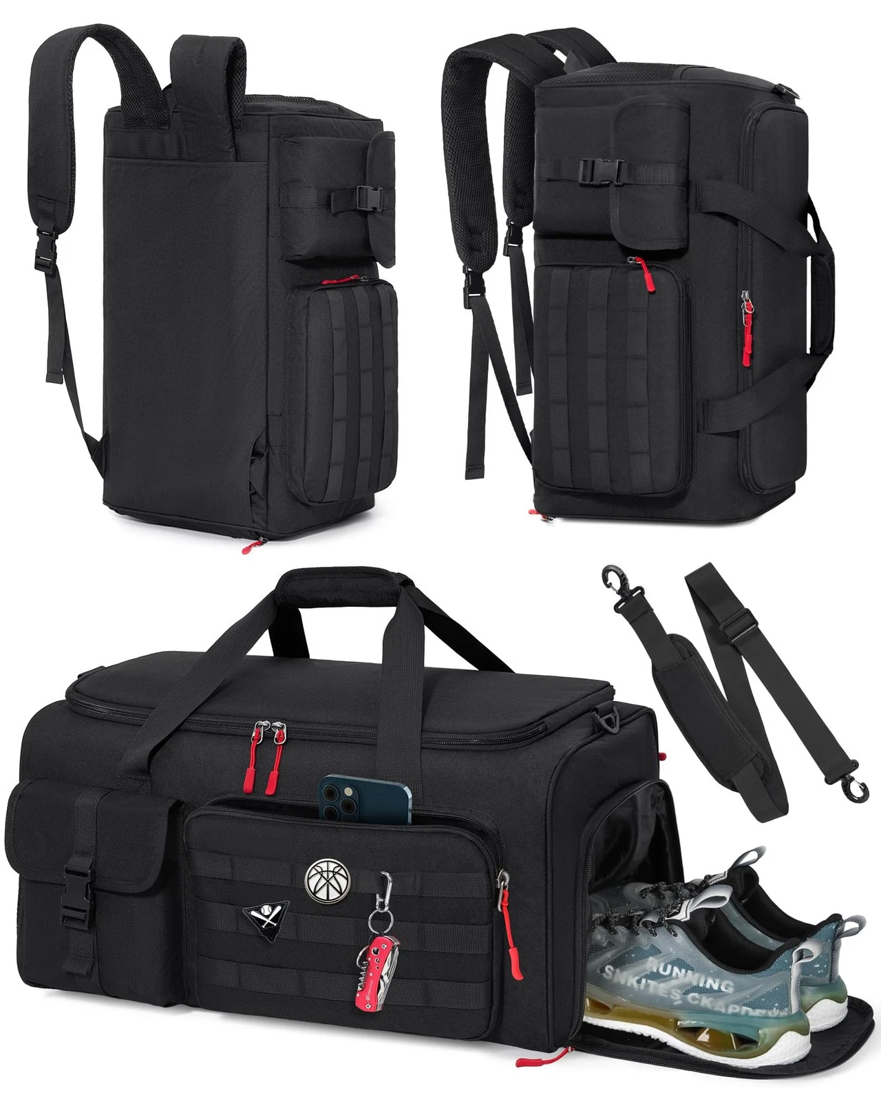 Gym Bag for Men, 45L Sports Travel Duffel Bag with Shoe & Laptop Compartment,...