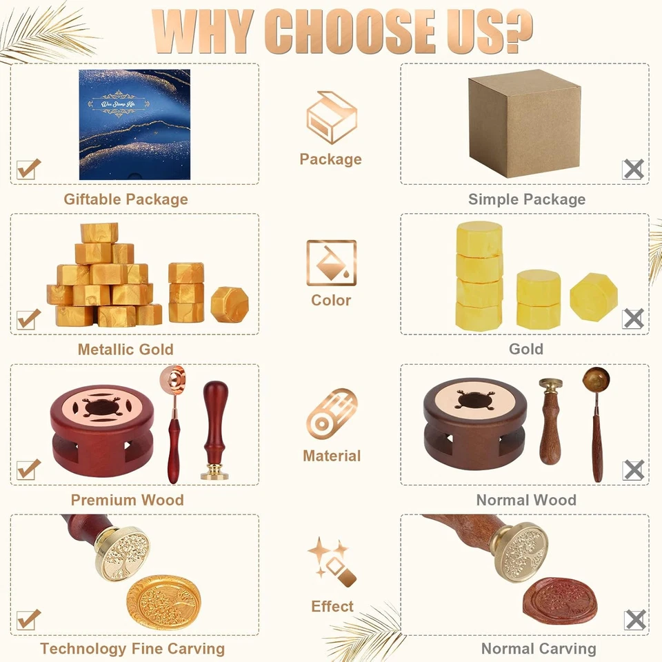 Kit de sellos de cera - Juego de 357 piezas con cuentas de cera, sello de sello, calentador, cuchara, vela Foto 3 de 4