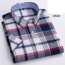 Mens Dress Oxford Shirts Formal Business Short Sleeves Cotton Casual Shirts Top