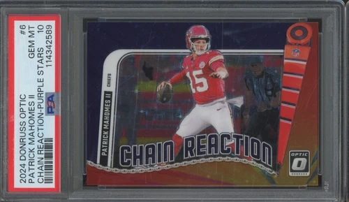 Patrick Mahomes II PSA 10 2024 Donruss Optic /25 Chain Reaction Purple Stars SSP