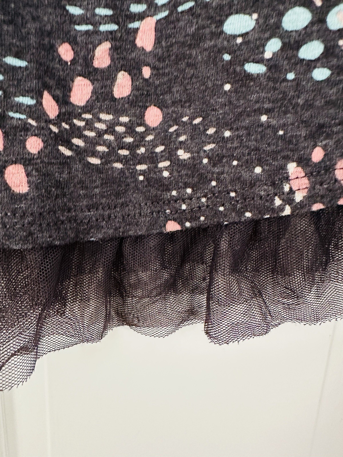 Tucker + Tate Girls Short Sleeve Shirt With Tulle Ruffle On Hem Size 7