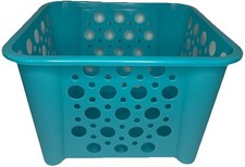 Stackable Blue Storage Bin Open Plastic Basket 12.75x11.75x8.5 NEW SHIP N 24HR
