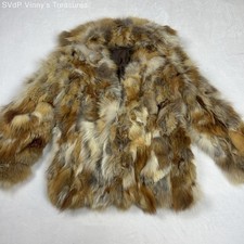 Vintage 80s Women's Handmade Multicolor Plush Fox Fur Jacket Coat