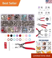200 Set Snap Button Kit - 9.5mm Snaps & Fastener Pliers for DIY Projects