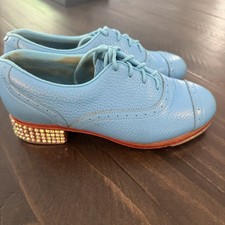 JASON SAMUELS SMITH WOMENS TIFFANY BABY BLUE TAP DANCE SHOES LIMITED EDITION 5.5