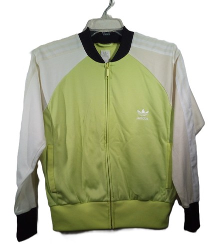 Vintage Adidas Track Jacket Mens XL* Neon Green Full Zip 3-Stripes Trefoil - Image 1