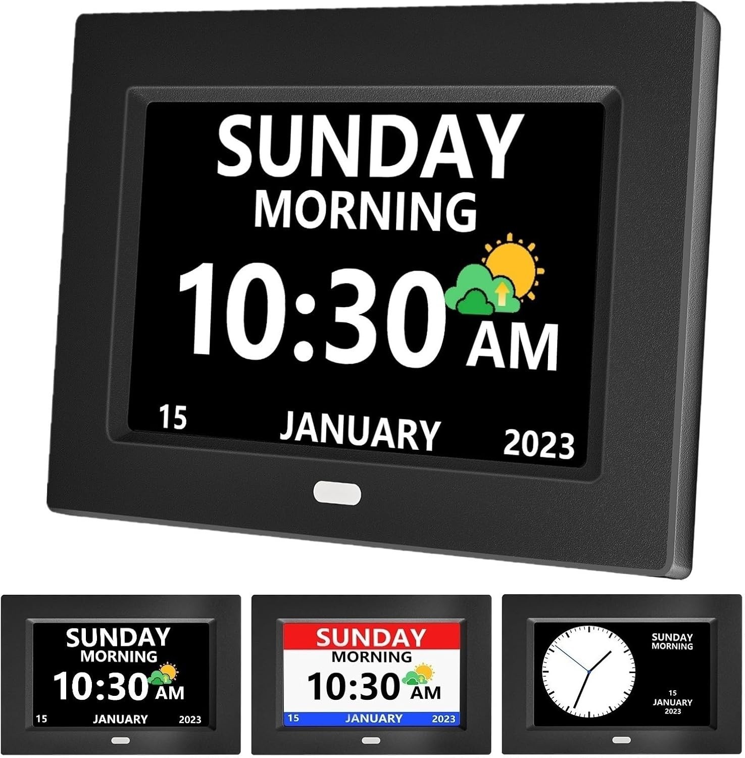 7 Inch Clock With Day And Date For Elderly Large Display Digital Clocks 12 Alarm