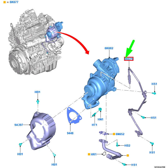 FORD TRANSIT MK4 Turbocharger Oil Feed Pipe 2361354 KK3Q-6K679-BA  