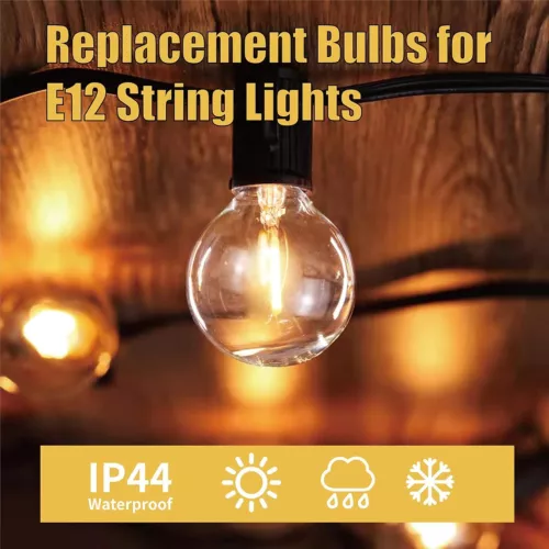 25 Pack G40 LED Globe Replacement Bulbs Warm White C7 E12 Base Patio Light Bulb - Picture 8 of 22