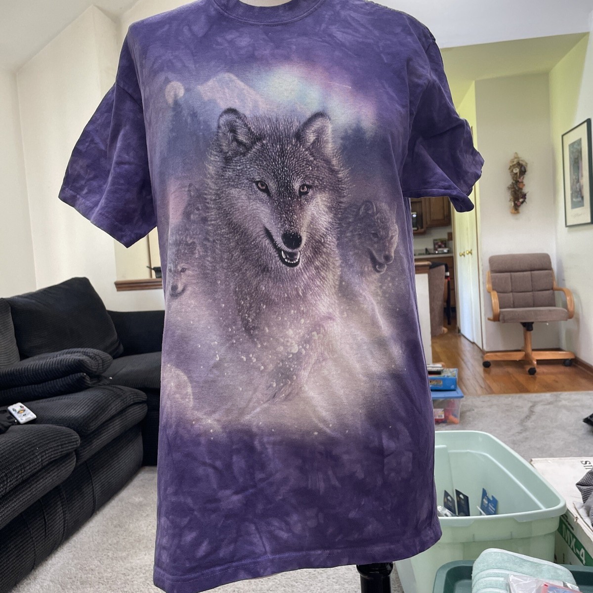 The Mountain Purple Tie Dye Wolf T Shirt Size Medium Free Shipping