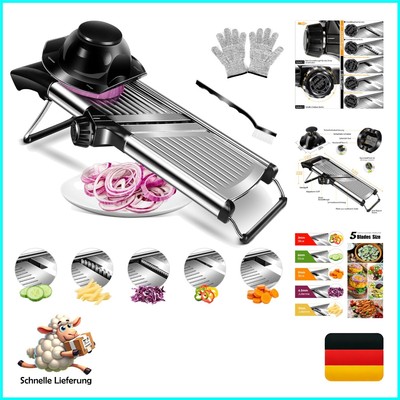 Vegetable Slicer, Adjustable Mandolin Vegetable Cutter, Stainless Steel Grate...