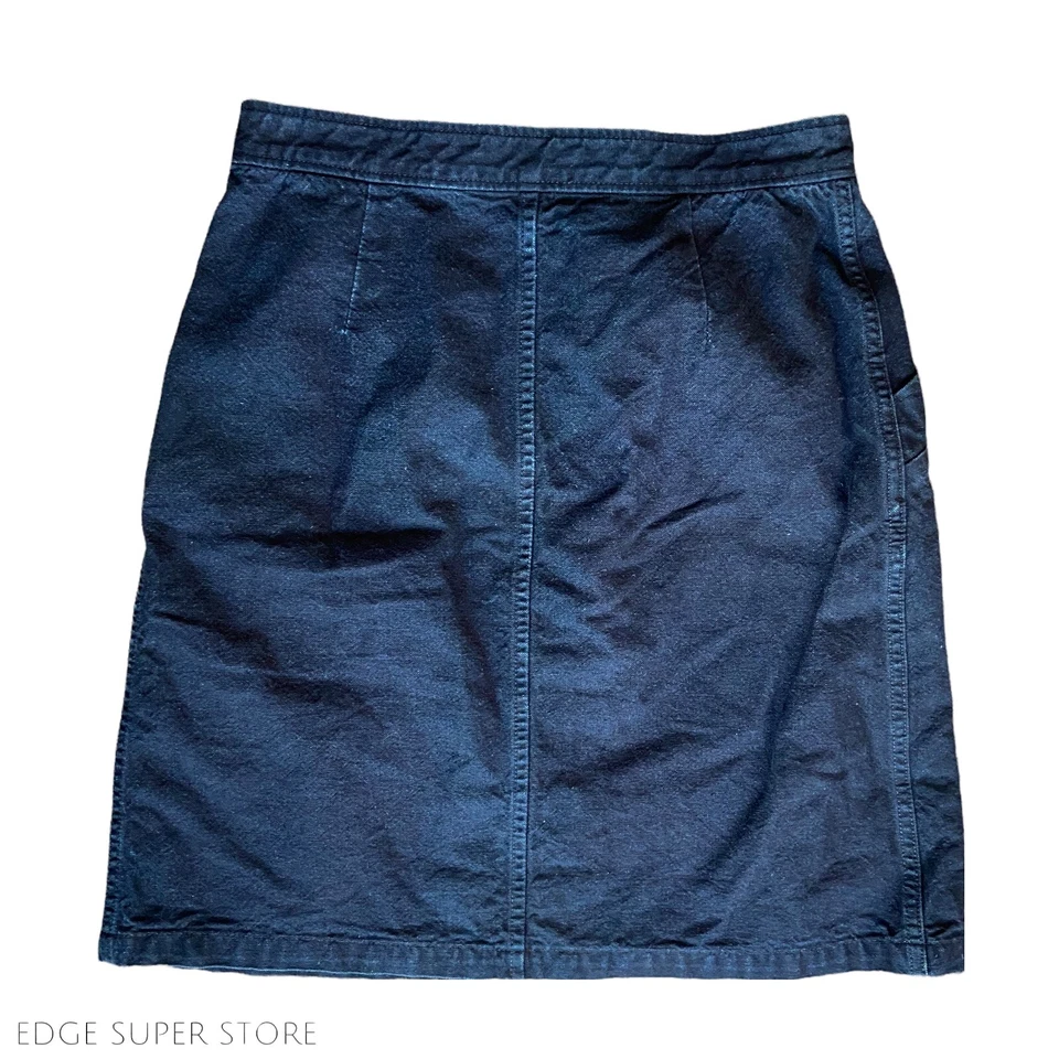 Falda de bolsillo con botones de algodón recto lavado azul oscuro talla 36 EE. UU. 26 APC Foto 4 de 4