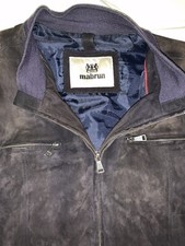 MABRUN suede dark blue Motobiker Biker Riding Jacket Coat Vintage! Look !